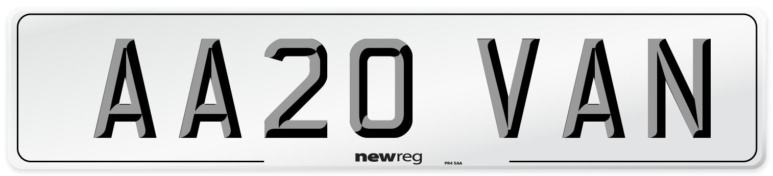 AA20 VAN Number Plate from New Reg